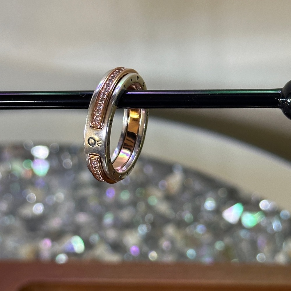 NWT - Pandora Signature Two Tone Logo & Pave Ring. Retail $135.00. Size 6.5